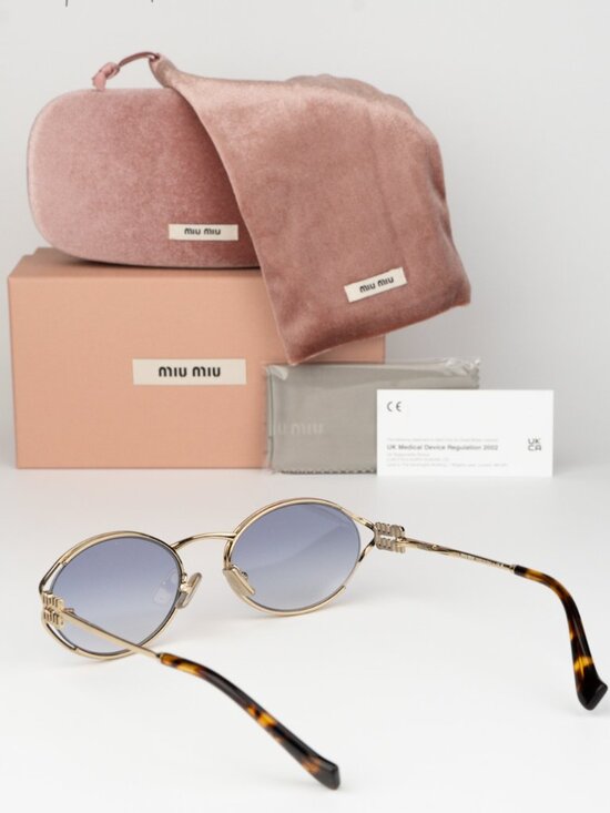 Miu Miu Women Sunglasses Gold Blue Gradient Clear Oval MU52YS ZVN80O BRAND NEW main image 4